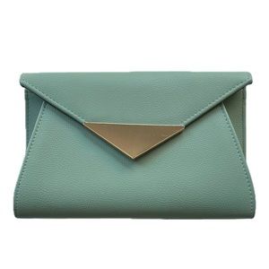 Mint Green XLarge Asymmetrical Triangle Vegan Leather Clutch Shoulder Bag